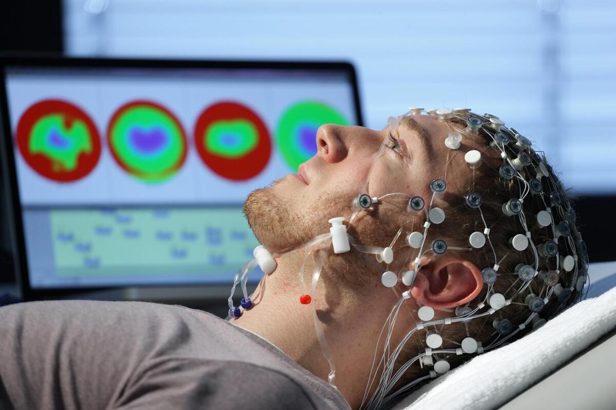 Human using electroencephalogram